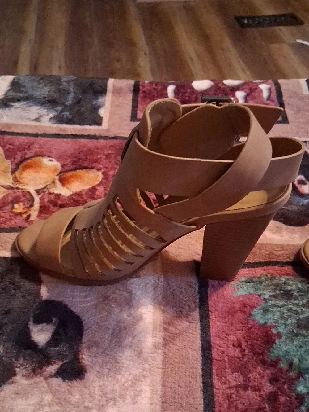 Soda Tan Strappy Block Heel Sandals